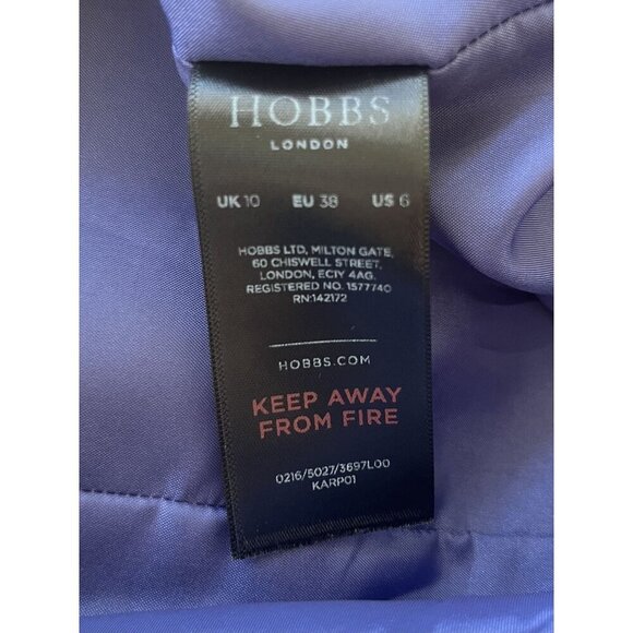 Hobbs London Slate Blue Notch Neck Fit & Flare Dress UK 10 EU 38 US 6 - Picture 6 of 7